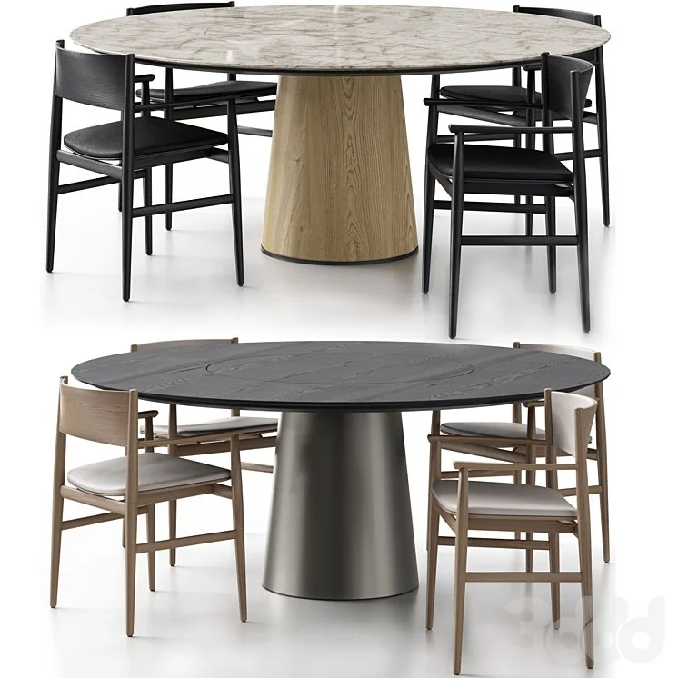 Neve chair with handles and Materic table by Porro